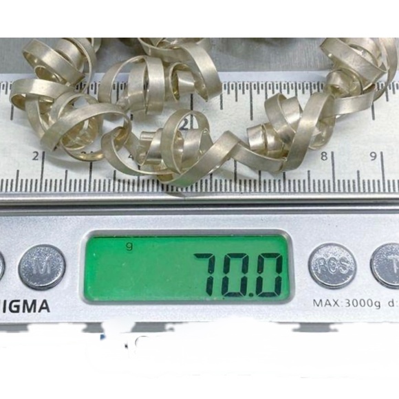 Rina S. Young Sterling Silver Twisted Curling Ribbon Necklace Handmade - Picture 5 of 5